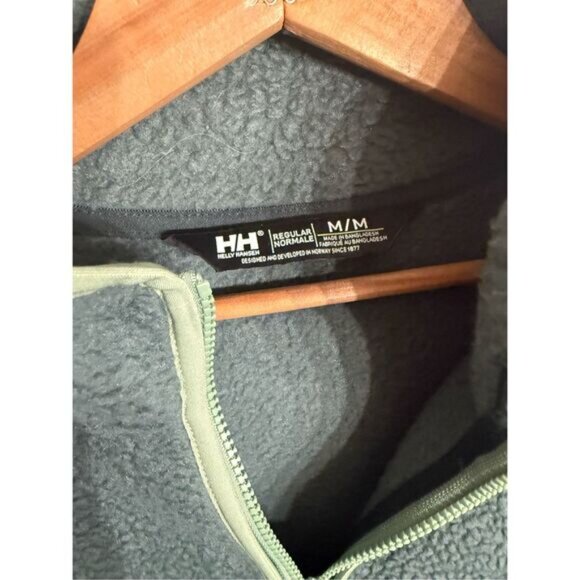 Helly Hansen Green Fleece Thumbhole Full Zip Jacket Size Medium - Picture 2 of 4